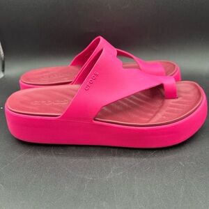 CROCS Getaway Platform Toe Loop LiteRide Comfort Sandals Dragonfruit Pink